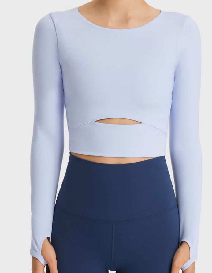 Cut Out Long Sleeve Crop Top